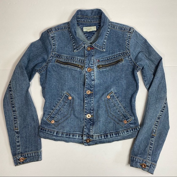 Vintage 90s Tommy Hilfiger Denim Jean Jacket M - Picture 2 of 12